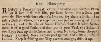 extract from 18th-century cookery book