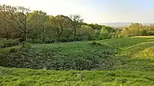 The site of Hapton Castle on the edge of Castle Clough