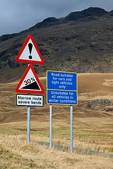 Image 1Warning signs at Hardknott Pass (from North West England)