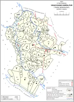 Map showing Khasaura (#778) in Harpalpur CD block