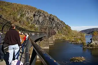 The CSX railroad bridge crosses the Potomac River on the edge of the park