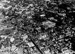 Aerial image of Harvard Square in Cambridge, Massachusetts in 1921