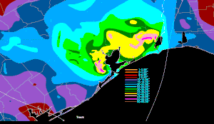 The same map focused on the area that got the most rainfall