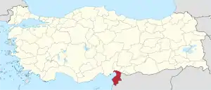 Location of the province within Turkey