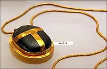 The Heart Scarab of Hatnefer, on display at the Metropolitan Museum of Art