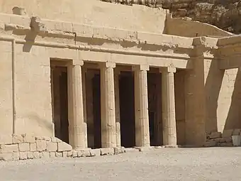 Possible inspiration for the Doric order: Ancient Egyptian columns of the shrine of Anubis at the Temple of Hatshepsut, Deir el-Bahari, Egypt, c.1470 BC