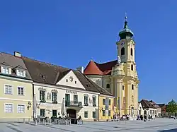 Main square with parish church and town hall