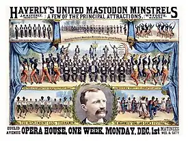 c. 1879. Theater poster for Haverly's United Mastodon Minstrels.