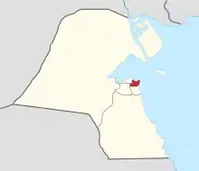 Map of Kuwait with Hawalli highlighted