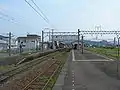 A view of the station platforms. The sidings can be seen to the extreme right.