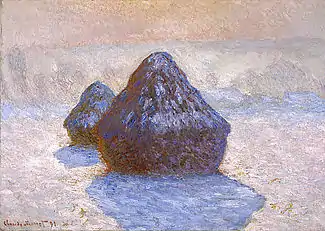 Grainstacks Snow Effect, (Meules, effet de neige), 1891. Oil on canvas. National Gallery of Scotland, Edinburgh, Scotland, W1277