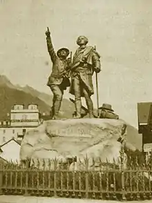 Image 36Chamonix, The Monument of Horace-Bénédict de Saussure and Jacques Balmat, in honor of their climb of Mont Blanc (from History of the Alps)