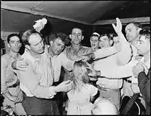 A black and white picture used for the album "Deep Fried", showing a religious ceremony in Kentucky