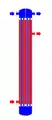 Fig. 2: Shell and tube heat exchanger, 2-pass tube side (1–2 crossflow)