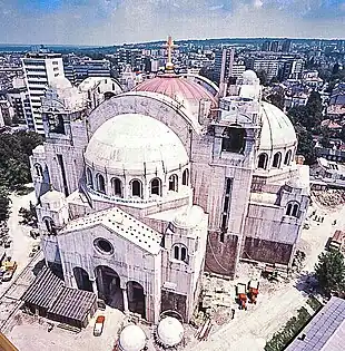 The unique lifting of the dome by lift-slab method in 20 days in 1989