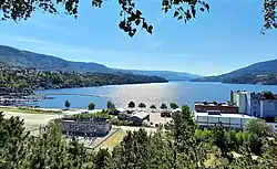 View of the town area along the lake Heddalsvatnet