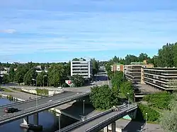 A view from Heinola railway bridge towards the town center