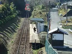 Aerial view of station platform