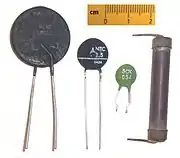 Thermistors. They can be NTC or PTC according  response to warming.