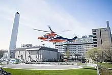 ornge air ambulance landing at KGH site of KHSC