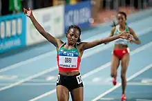 Hellen Onsando Obiri winning the 3000 metres.