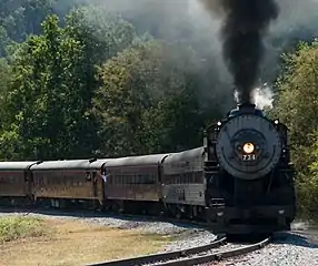 No. 734 traveling on Helmstetter’s Curve on September 5, 2010