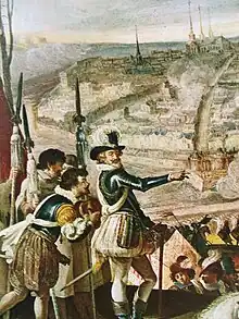 King Henri IV in front of Amiens fortifications, April 1597