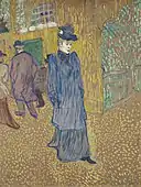 Jane Avril leaving the Moulin Rouge, c. 1892, oil and gouache on cardboard, Wadsworth Atheneum Museum of Art