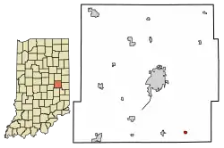 Location of Straughn in Henry County, Indiana.