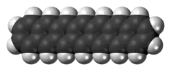 Space-filling model of the heptacene molecule