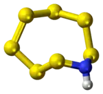 Ball-and-stick model of the heptasulfur imide molecule