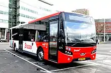 Image 111A typical transit bus in Eindhoven, The Netherlands. The floor at the forward section of the vehicle is low to allow for easy entry and egress. (from Transit bus)