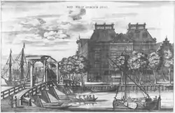 The West-Indian warehouse, Oudeschans, on the left the Oosterdok. Engraving 1655.