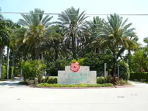 Road entrance to Hibiscus Island in Miami Beach, north of Palm Island and the MacArthur Causeway