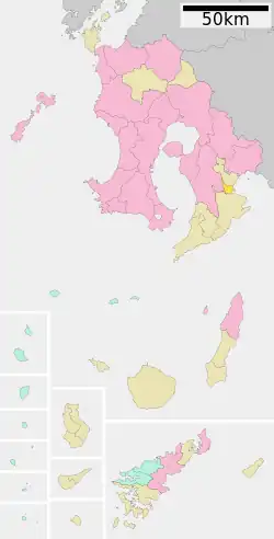 Location of Higashikushira in Kagoshima Prefecture