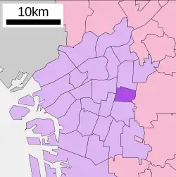 Location of Higashinari-ku in Osaka