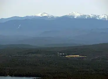 The Adirondack High Peaks from St. Regis Mountain.  Mount Marcy is just left of center, Algonquin Peak is to the right