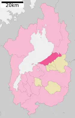 Location of Hikone in Shiga Prefecture