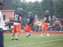 Linebackers Hunter Hillenmeyer (92) and Lance Briggs (55) during camp