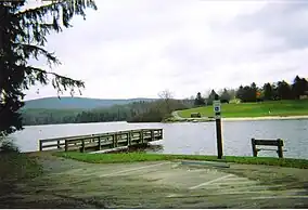 Hills Creek State Park, boat dock on lake