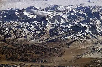 Image 1The Himalayas, the highest mountain range on Earth, seen from space (from Mountain range)