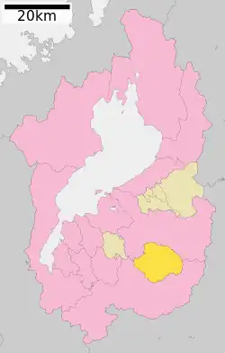 Location of Hino in Shiga Prefecture