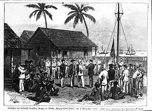 Image 1Hoisting the German flag at Mioko in 1884 (from History of Papua New Guinea)