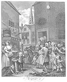 Four Times of the Day: Noon by William Hogarth, painting depicting retail signage, 18th century