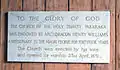 A plaque in Holy Trinity Church, Pakaraka