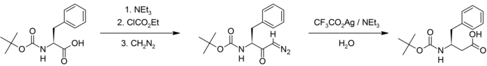 Homologation of N-boc-phenylalanine