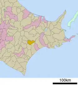 Location of Honbetsu in Hokkaido (Tokachi Subprefecture)