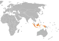 Map indicating locations of Hong Kong and Indonesia