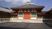 Warizuka (sides) and tokyō (center) (Hōryū-ji)