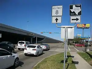 View northeast along the I-69/US 59 feeder at FM 1092 in Houston